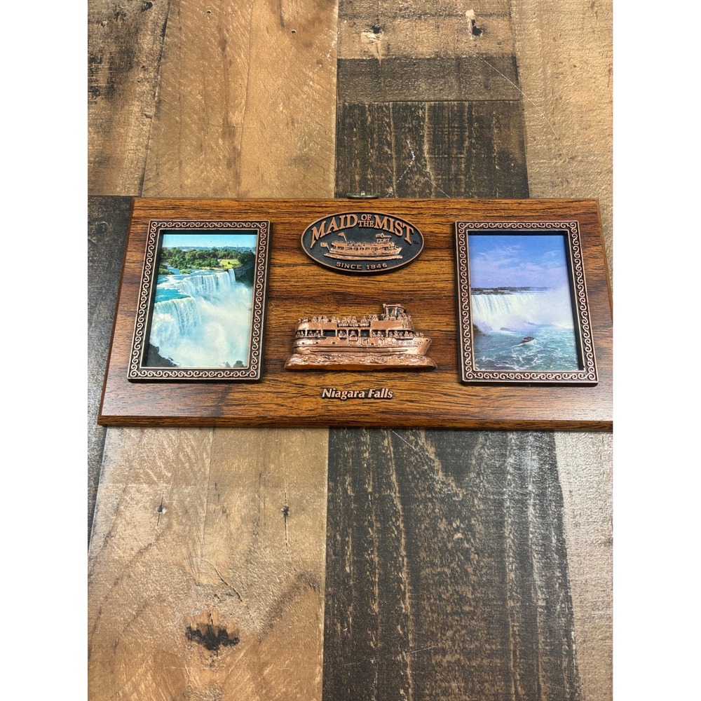 Maid of the Mist Niagara Falls Souvenir Wood Wall Plaque Copper Tone Decor